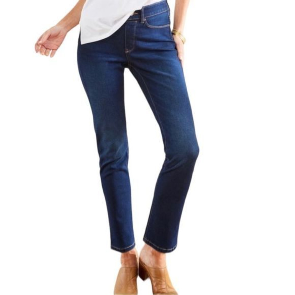 SOFT Surroundings‎ The Ultimate Denim Relaxed Straight Jeans Nightfall Wash 5